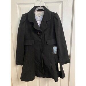 NWT Women's LAUNDRY by DESIGN Black Wool Coat - Size 10 - Snap Close, Pleated